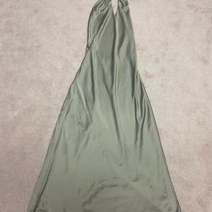 Show Me Your Mumu Jasmine Halter Maci Dress Moss Green Luxe Satin